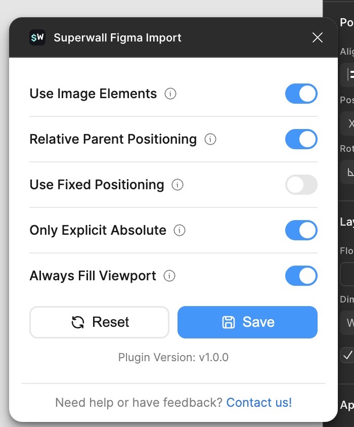 Figma plugin import options
