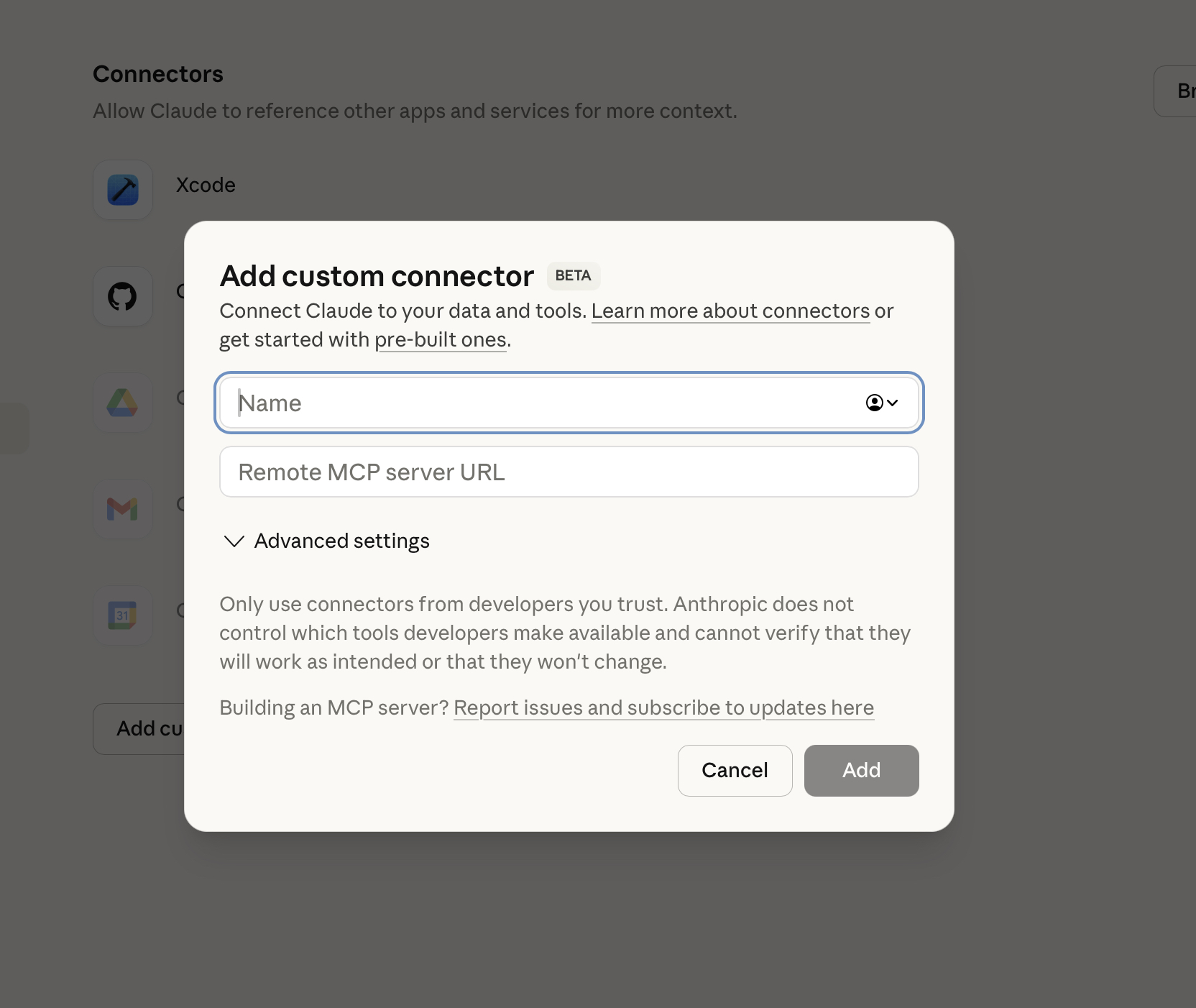 Adding the Superwall MCP as a custom connector in Claude.ai
